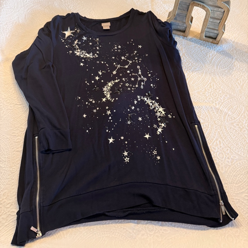 Chico's Zenergy Midnight Blue Sequin Top
